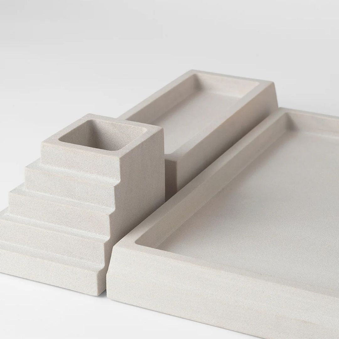 Kristina Dam Studio Sandstone Desk Organizer S, Light Grey
