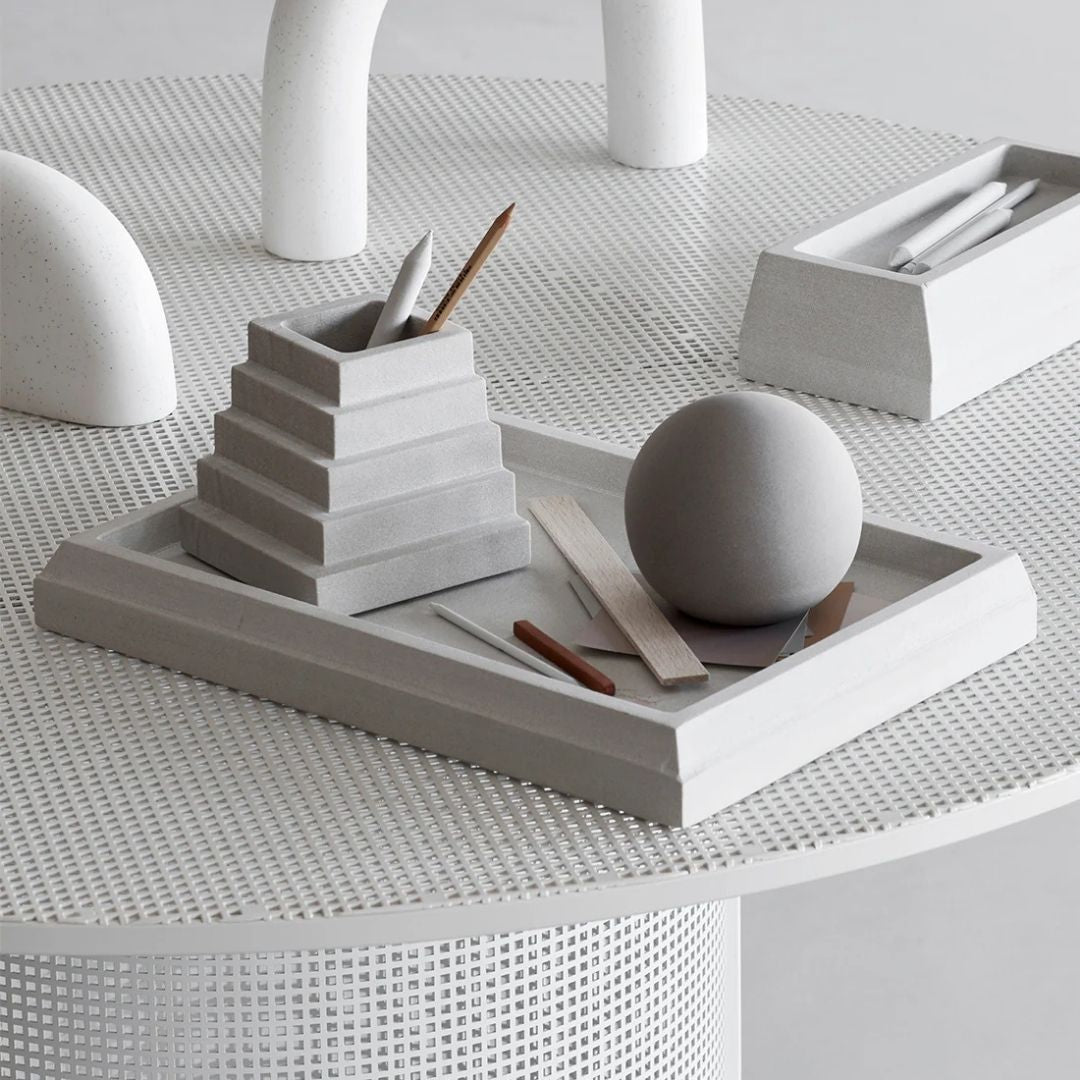 Kristina Dam Studio Sandstone Desk Organizer M, Light Grey