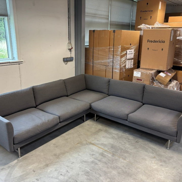 Fredericia Furniture Calmo Hjørne Sofa Conf. D - Steelcut Trio 176 / Mat Krom Ben