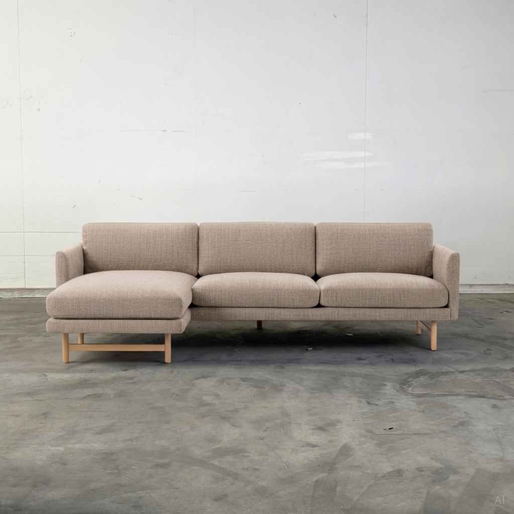 Fredericia Furniture Calmo Chaise Sofa 5555 - Crisp 4115 / White Pigmented Lacquered Oak