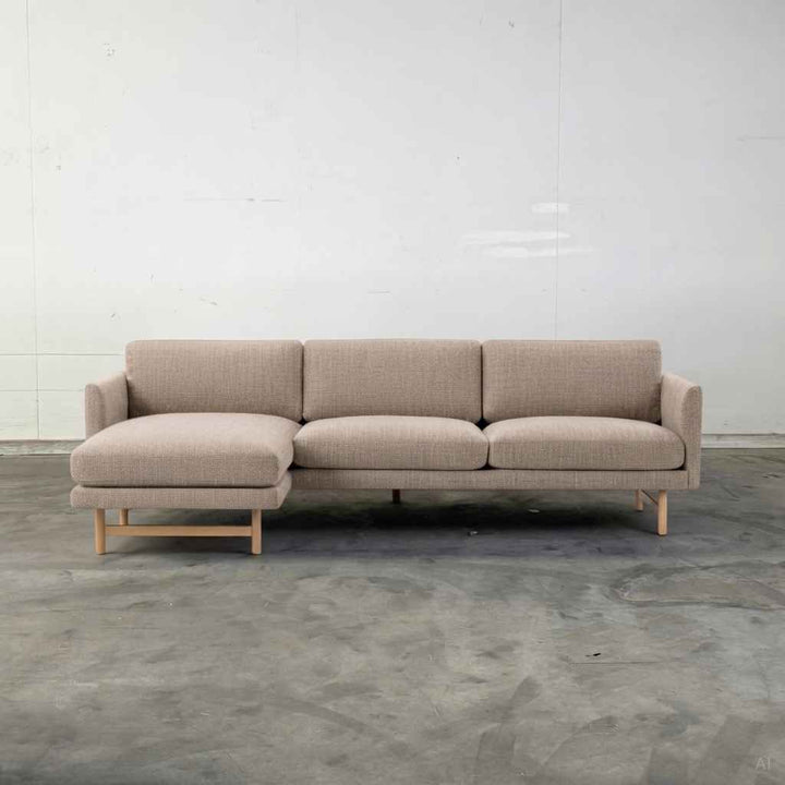Fredericia Furniture Calmo Chaise Sofa 5555 - Crisp 4115 / White Pigmented Lacquered Oak