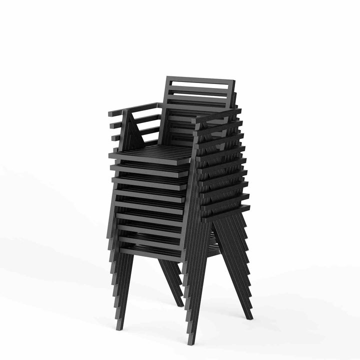 NINE 19 Outdoors Stol m. armlæn 2-pak, Sort