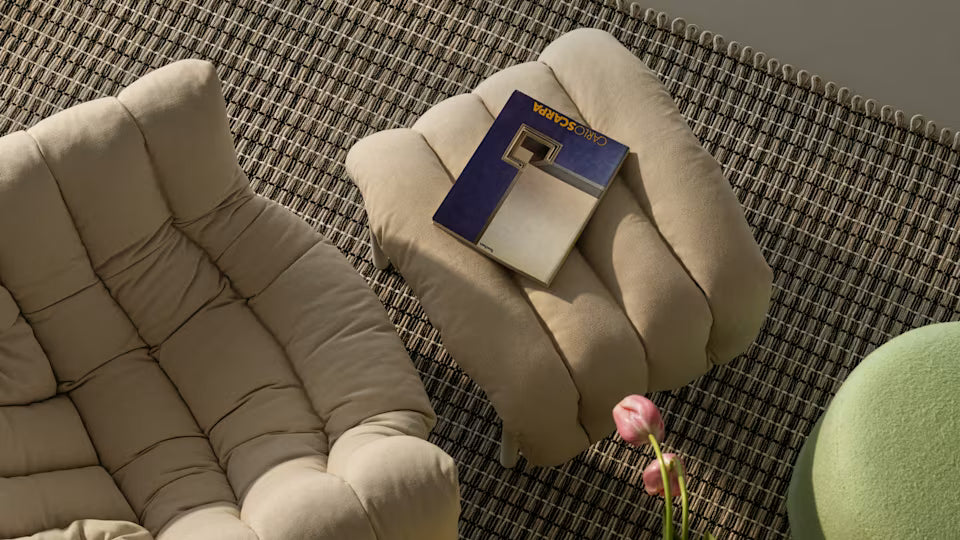 Hem Puffy Ottoman Fodskammel, Natur / Rustfrit stål