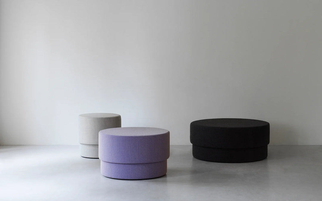 Normann Copenhagen Silo Pouf Medium, Grå/Blå Bouclé