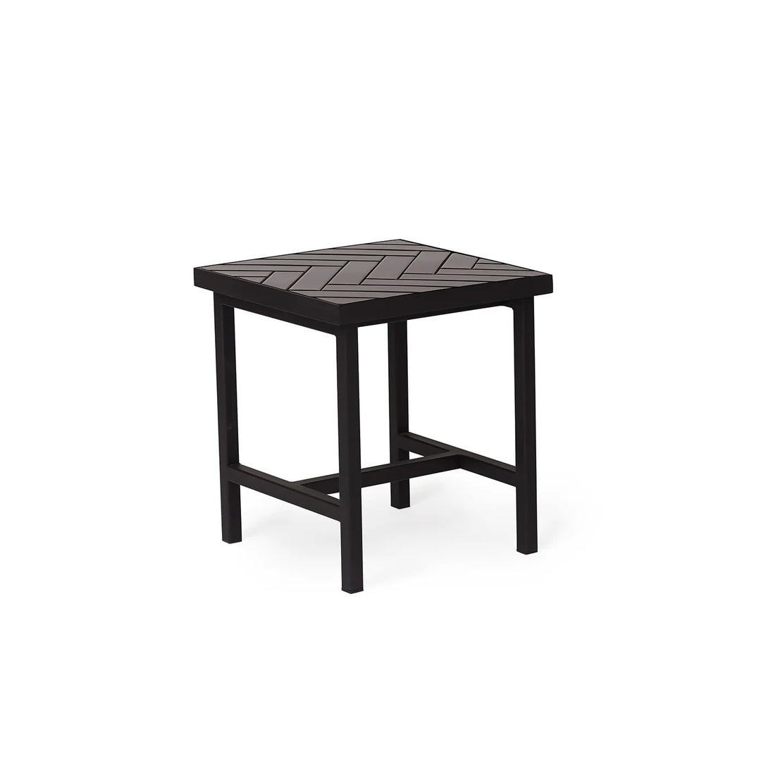 Warm Nordic Herringbone Sidebord - Soft black