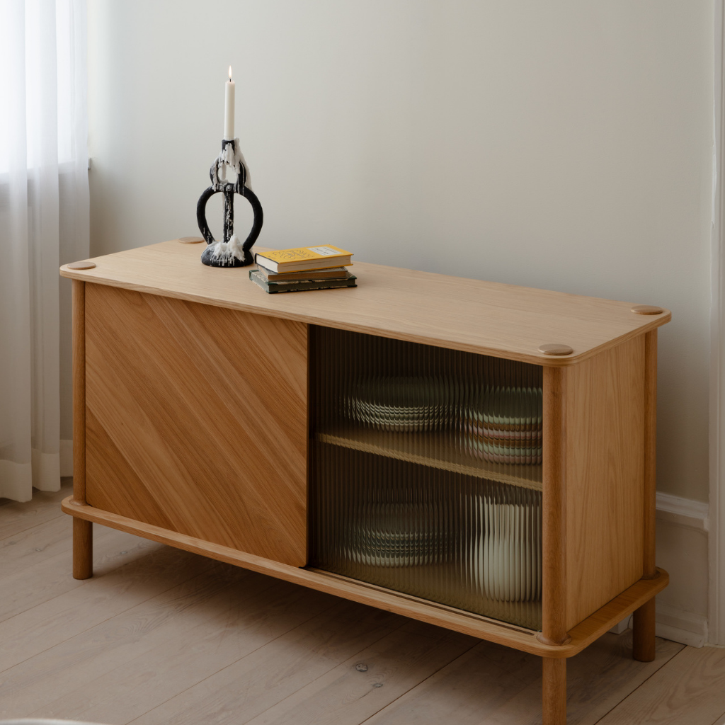 UMAGE Italic Sideboard, Black Oak/Glass