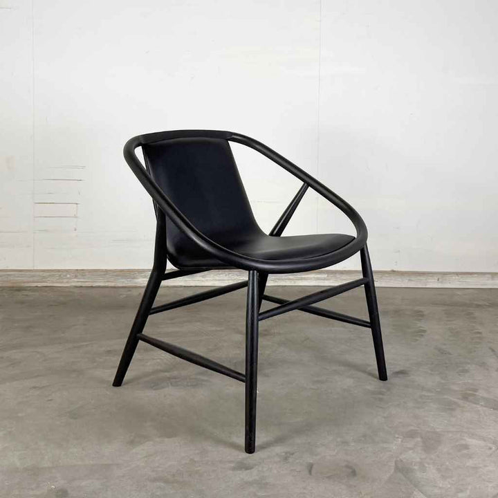 Fredericia Furniture Eve Loungesessel – Leder 88 Black / Eiche Schwarz lackiert
