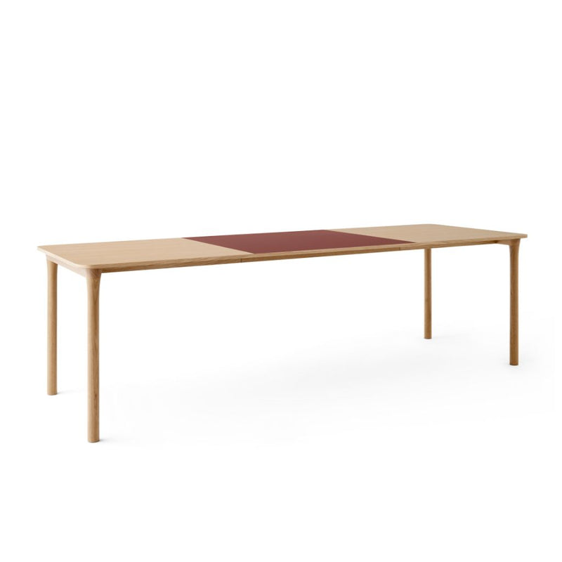 TAKT Arc Dining Table Spisebord L158-250, Egetræsfiner / Dyb rød laminat / Eg