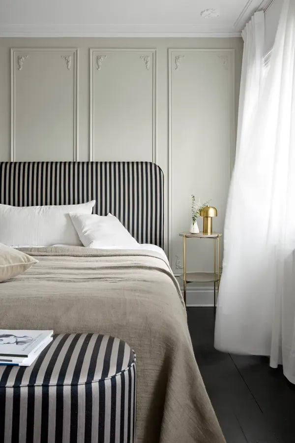 Cozy Living Effie Sengegavl, Striped Grey, 180 cm