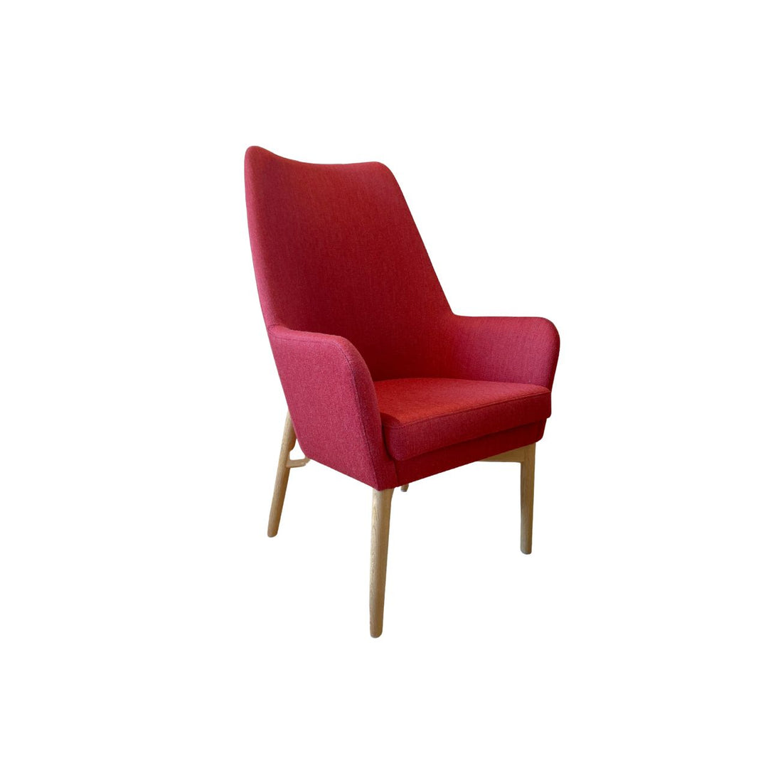 Skipper Furniture Uni Loungestol Høj, Rød / Eg