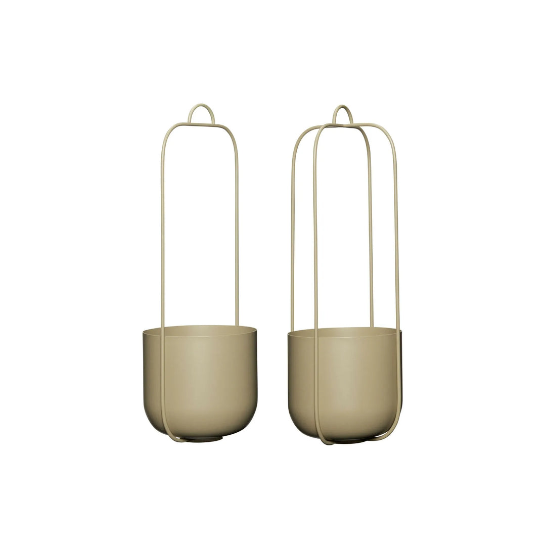 Hübsch Lotus Hængepotter Khaki (sæt af 2)