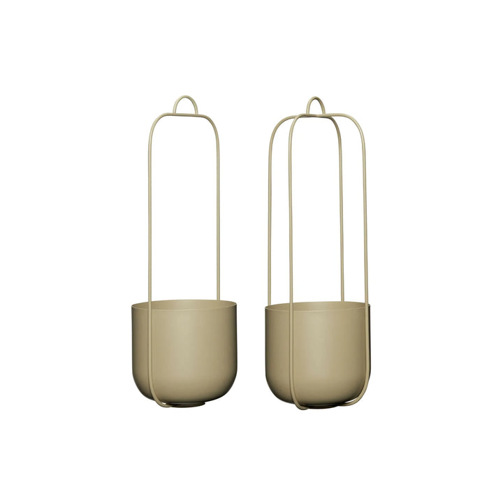 Hübsch Lotus Hængepotter Khaki (sæt af 2)