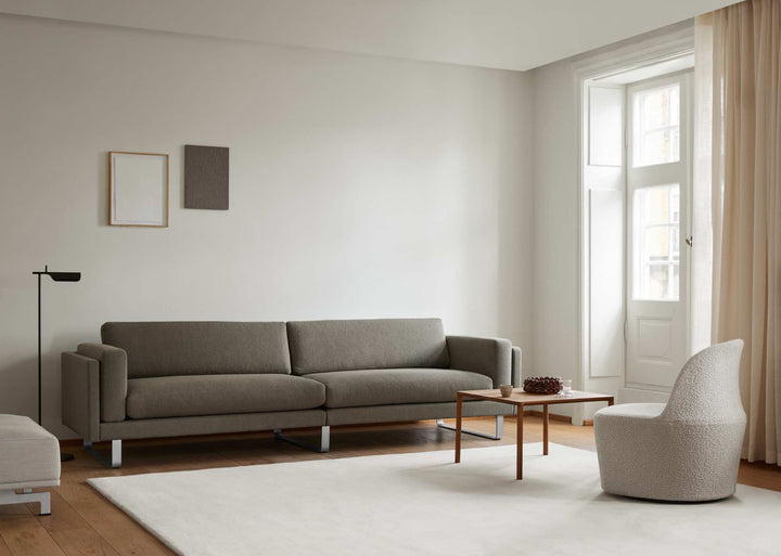 Fredericia EJ280 3 Personers Sofa, 280 cm - Lys beige / Børstet krom