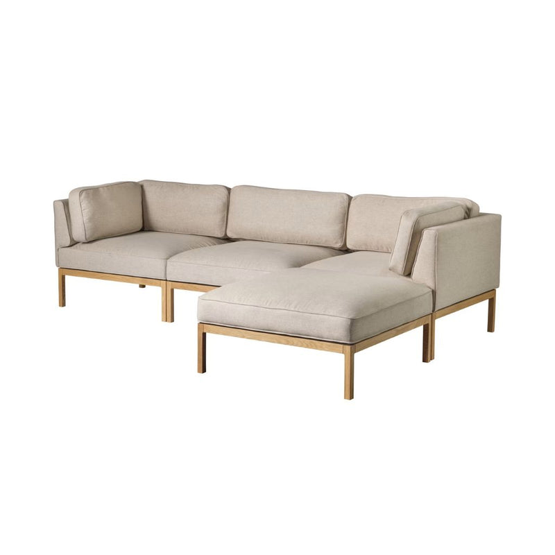 FDB Møbler Sofamodul L37, Puf 90 x 90 cm, Eg/Beige