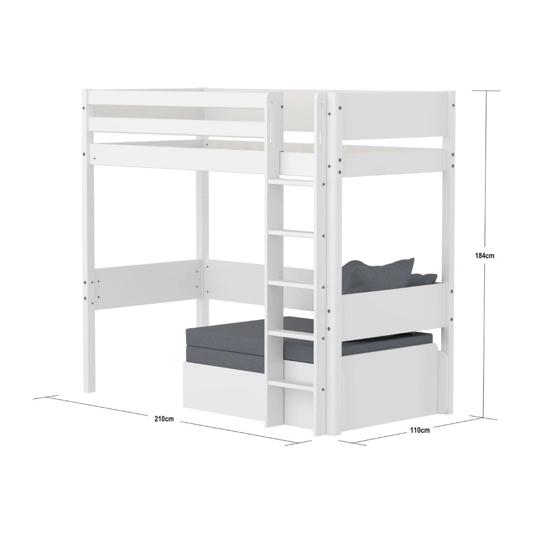 FLEXA Baldur Høj Seng m. Sofa 90x200, Hvid