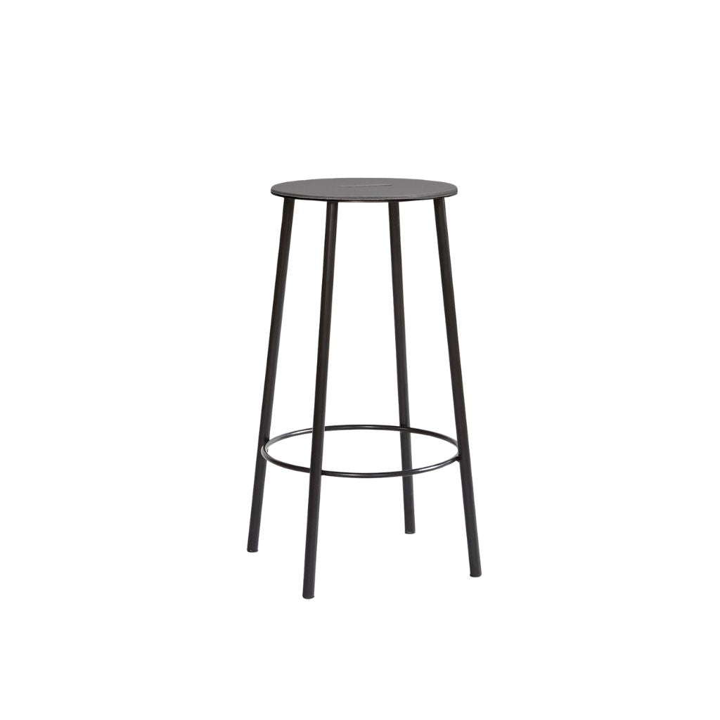 Barhocker R031 H65, Anthrazit Leder / Schwarz