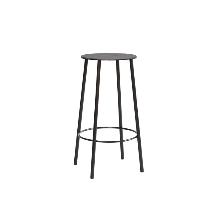 Barhocker R031 H65, Anthrazit Leder / Schwarz