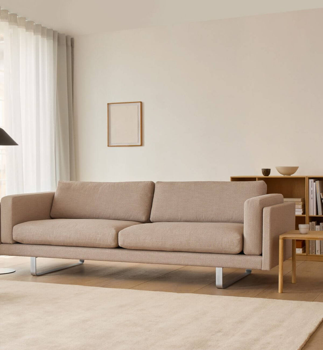 Fredericia EJ280 3 Personers Sofa - Re-wool 128 / Sort Medestel