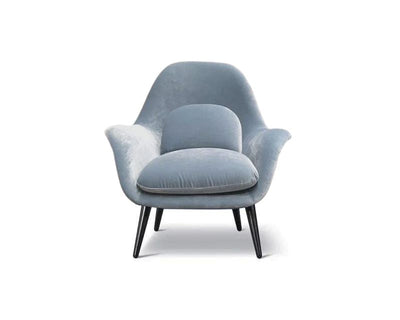 Fredericia Swoon Lounge Chair 1770 - Lyseblå velour / Sortlakeret træ