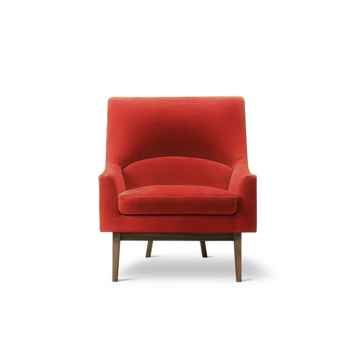 Fredericia A-Chair Lænestol - Rød velour (Gentle 373) / Valnød