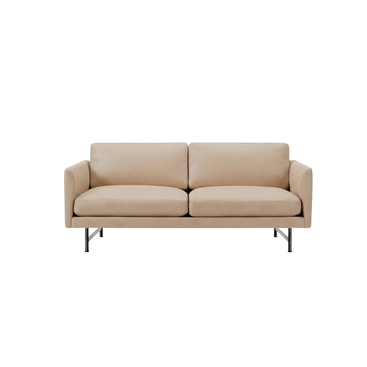 Fredericia Calmo 5622 2-seater Sofa, 80 cm - Leather Omni 112, warm grey / black metal legs