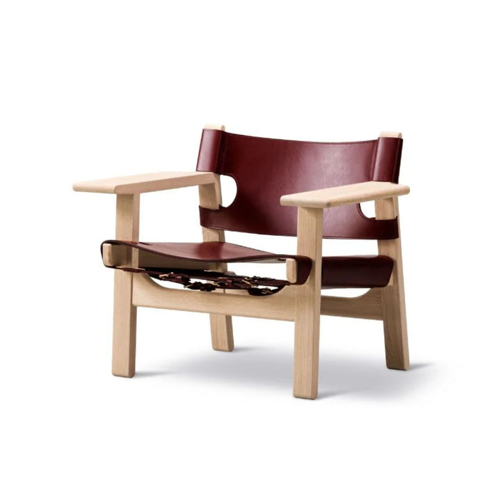 Fredericia Den Spanske Stol 2226 af Børge Mogensen - Eg / Deep Red Læder