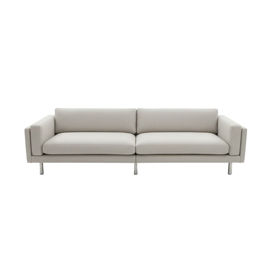 Fredericia EJ280 3 Personers Sofa, 280 cm - Lys beige / Børstet krom