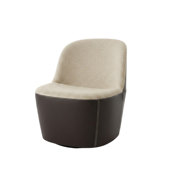 Fredericia Gomo Lounge Chair with swivel - Zero 1 on front/Leather Omni Dark Brown 377 on back