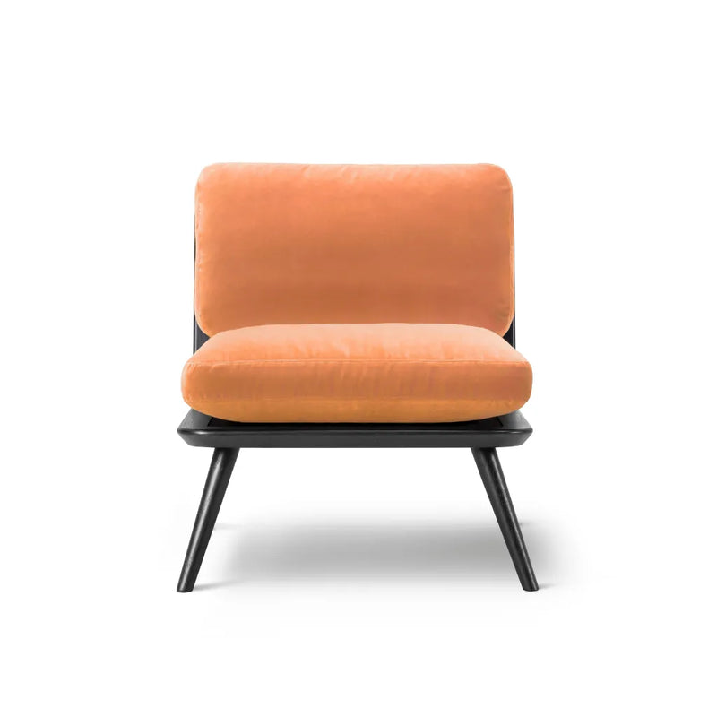 Fredericia Spine Lounge Suite Chair Petit - Orange Velour / Sort Ask