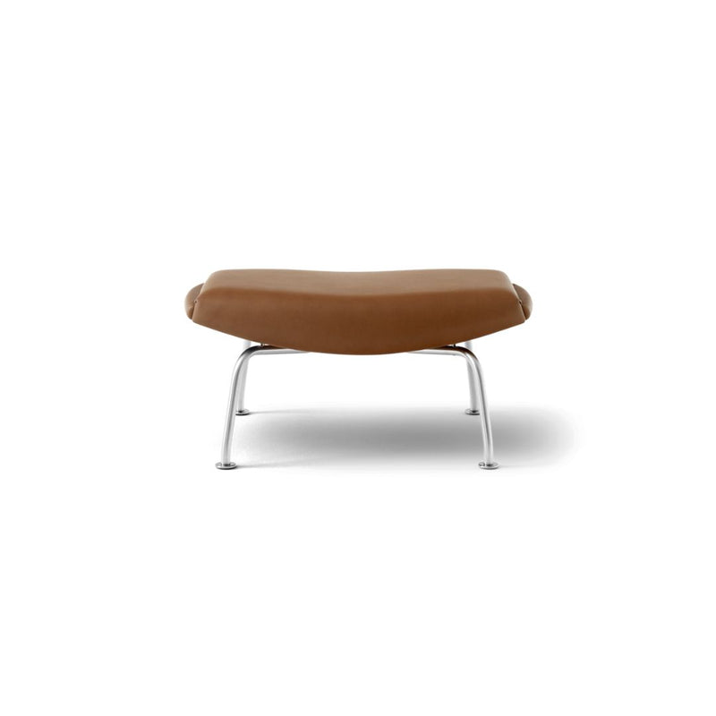 Fredericia Wegner Ox Ottoman - Cognac læder Omni 307 / Rustfri stål