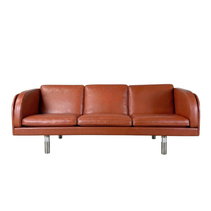 Fredericia Furniture JG 3 pers. Sofa - Læder Max 92 Tan / Rustfri Stålben