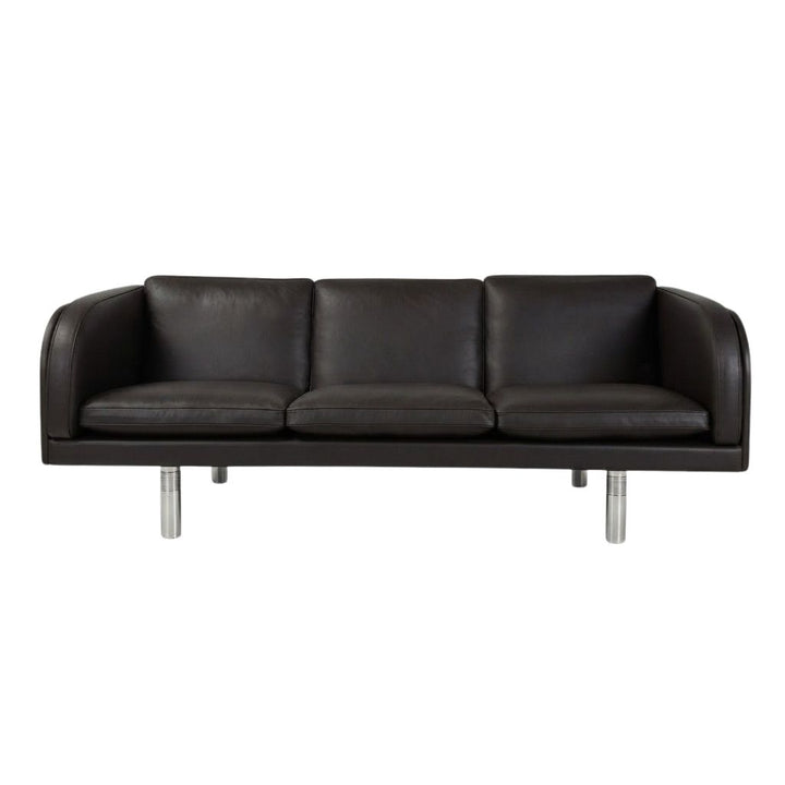 Fredericia Furniture JG 3 pers. Sofa - Læder Organic Mocca 906 / Børstet Rulleteret Ben