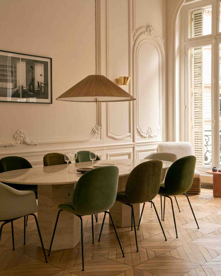 GUBI Beetle Dining Chair Sitzpolster, Schwarz / Beige / Graugrün Samt