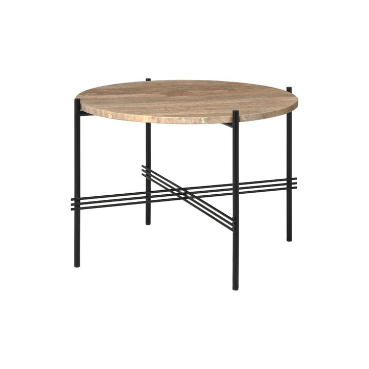 GUBI TS Coffee Table Round Ø55, Sort / Warm Taupe Travertine