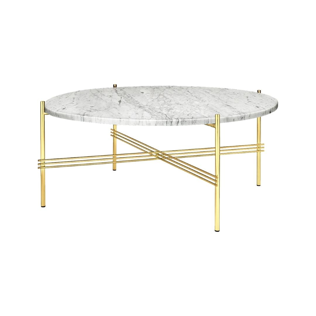 GUBI TS Couchtisch Round Ø80, Messing / Weißer Carrara-Marmor