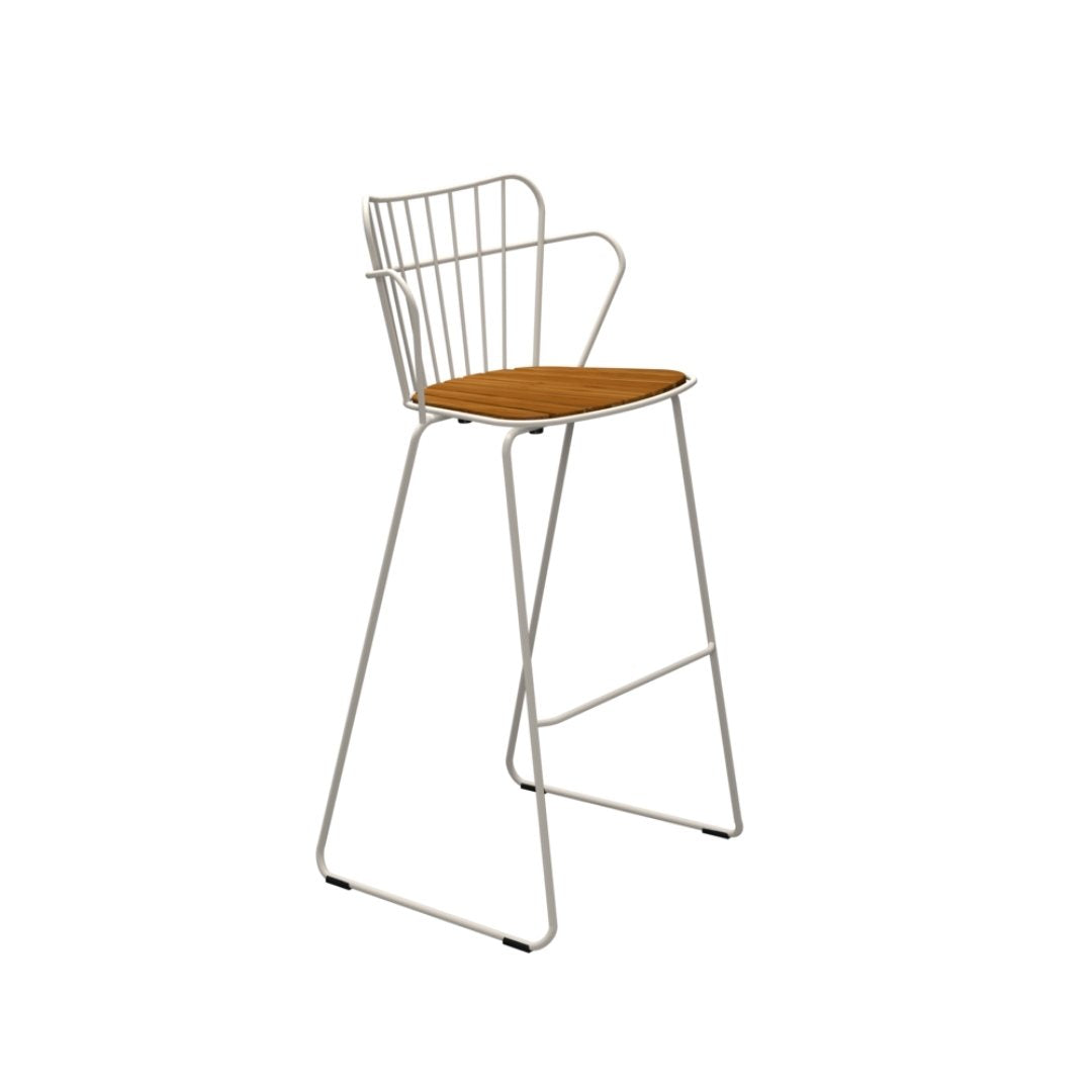 HOUE PAON Outdoor Bar Stool, Bamboo/Midnight Blue