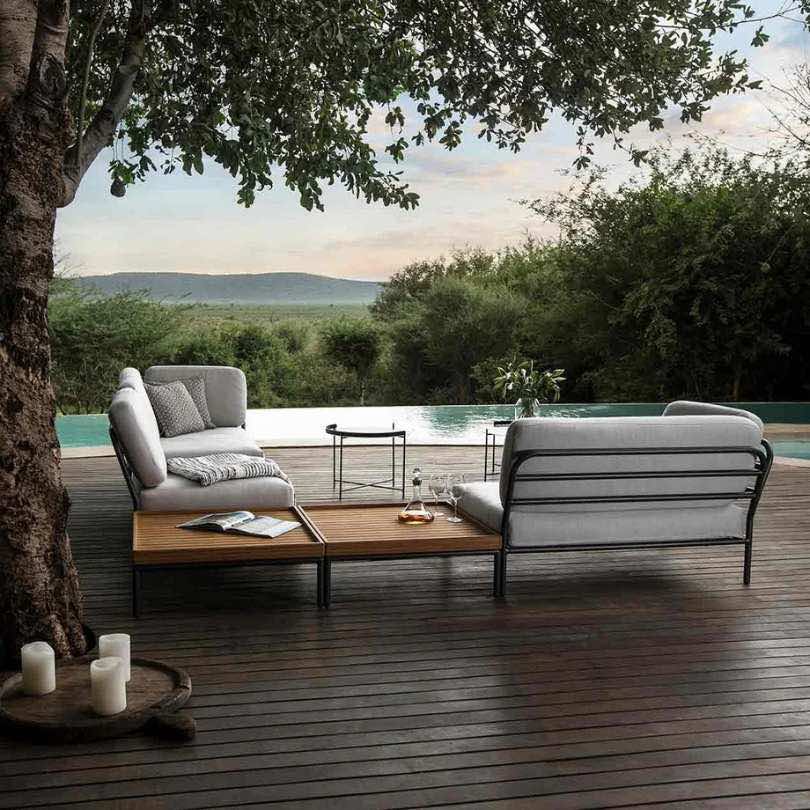 HOUE LEVEL Lounge Havebord 81x81, Grå/Bambus