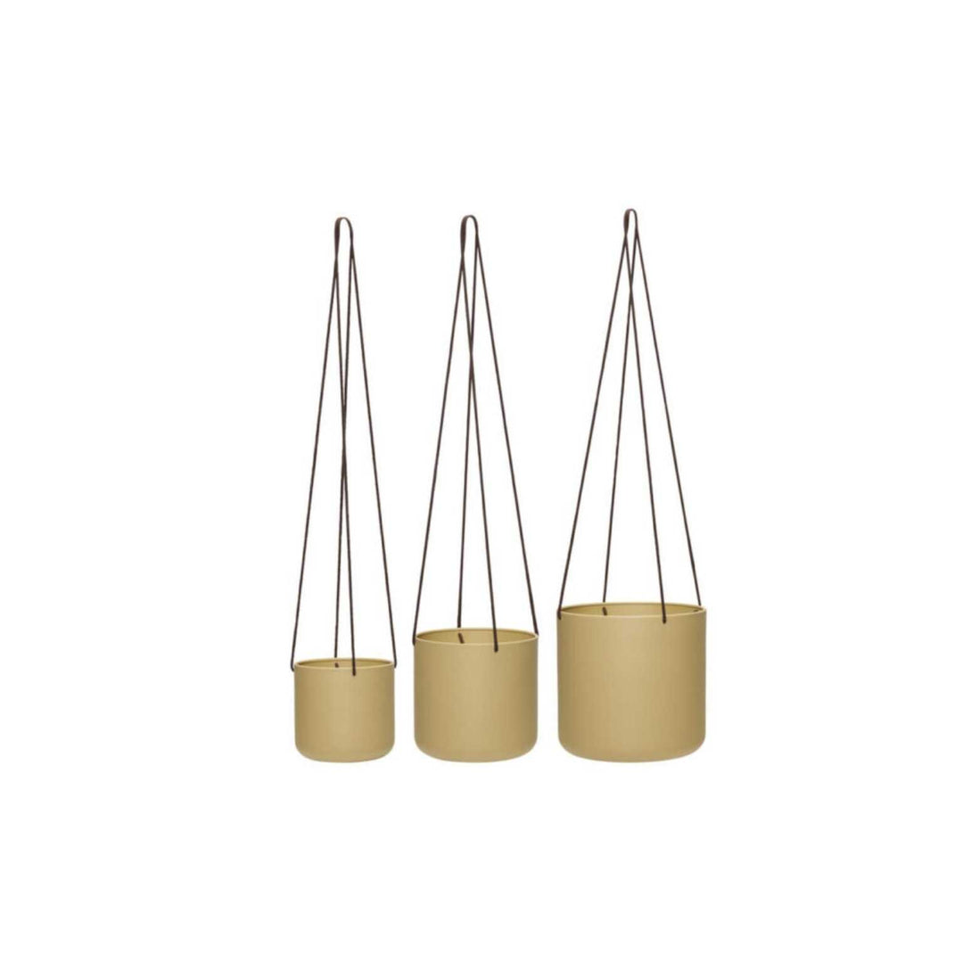 Hübsch Bloom Hanging Pot Large Khaki (set of 3)