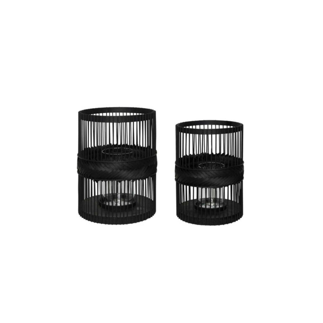 Hübsch Hexa Lanterns Black (set of 2)