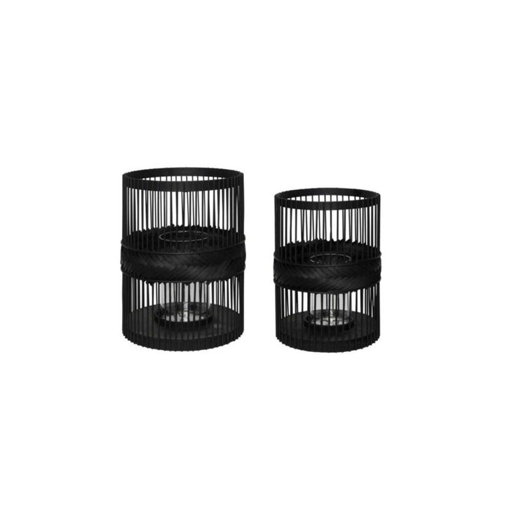 Hübsch Hexa Lanterns Black (set of 2)