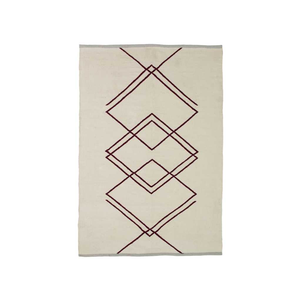 Hübsch Rhomb Tæppe Hvid/Burgundy