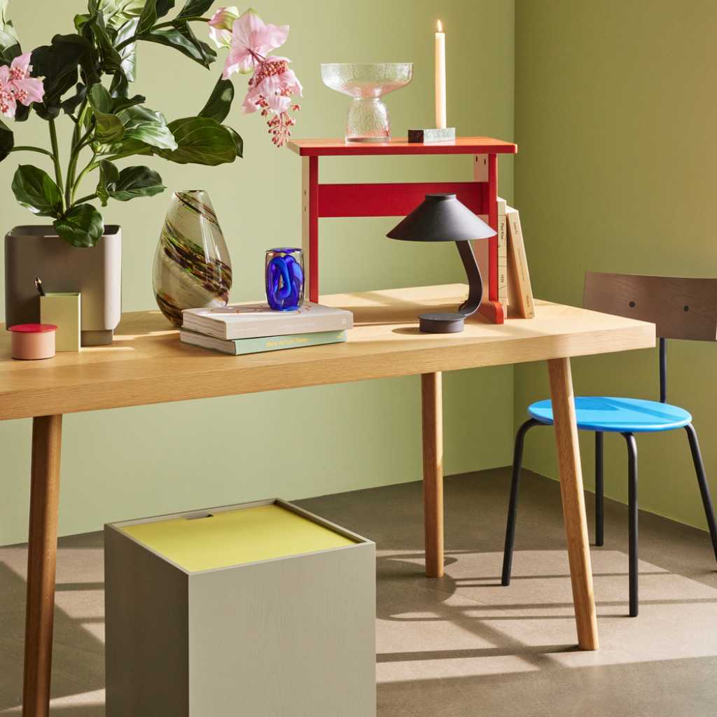 Hübsch Vault Sidebord/Opbevaringskasse Grå/Gul