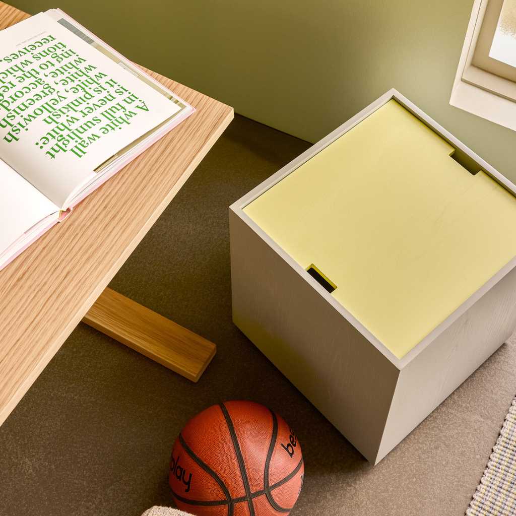 Hübsch Vault Sidebord/Opbevaringskasse Grå/Gul