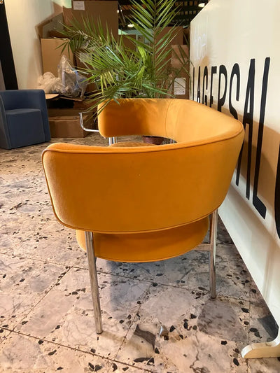 Møbel Copenhagen FONT Lounge Sofa - Orange velour/Poleret stål stel