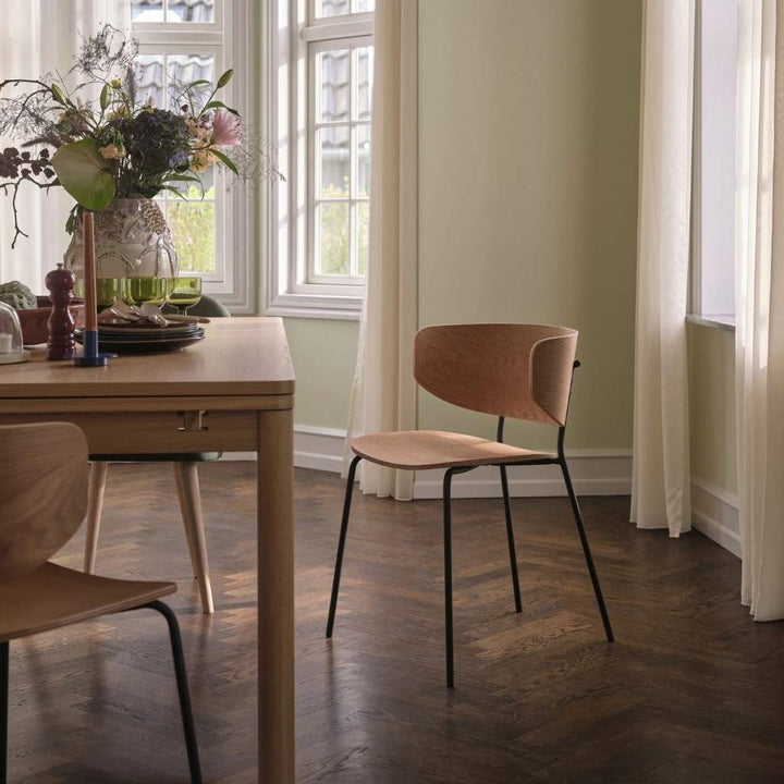 Jordan Spisebordsstol 2-pak - Oak/Black Metal