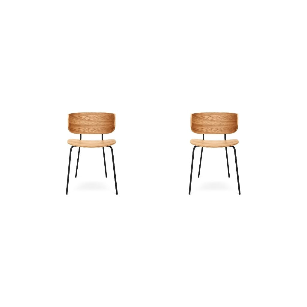 Jordan Spisebordsstol 2-pak - Oak/Black Metal