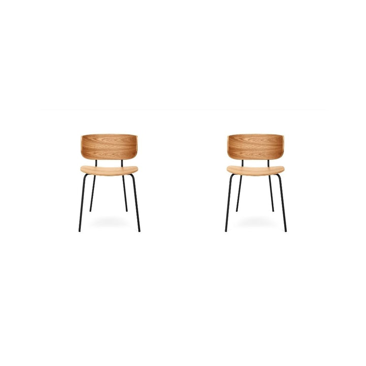 Jordan Spisebordsstol 2-pak - Oak/Black Metal