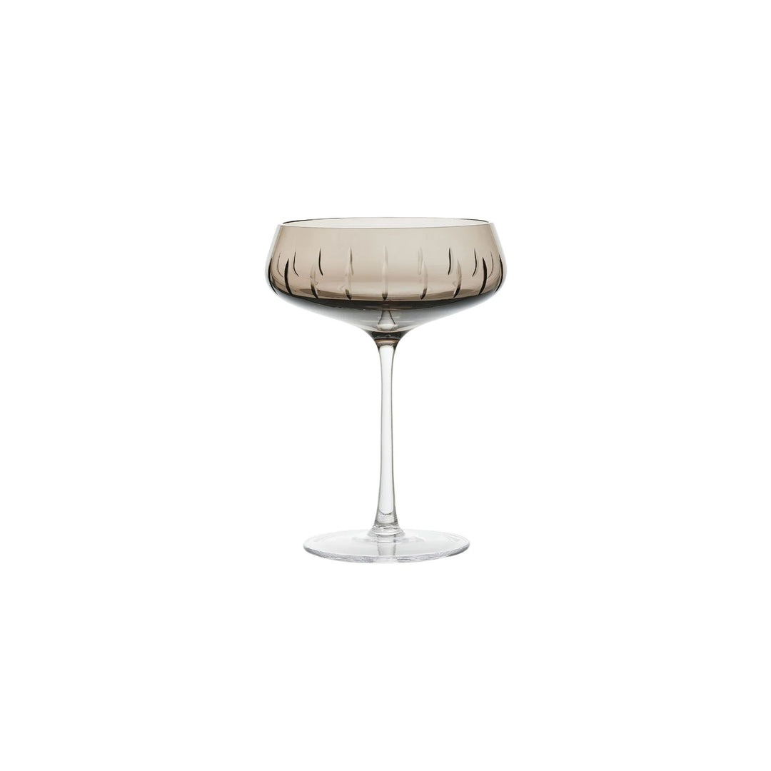 LOUISE ROE Champagnerglas Single Cut, Rauchglas