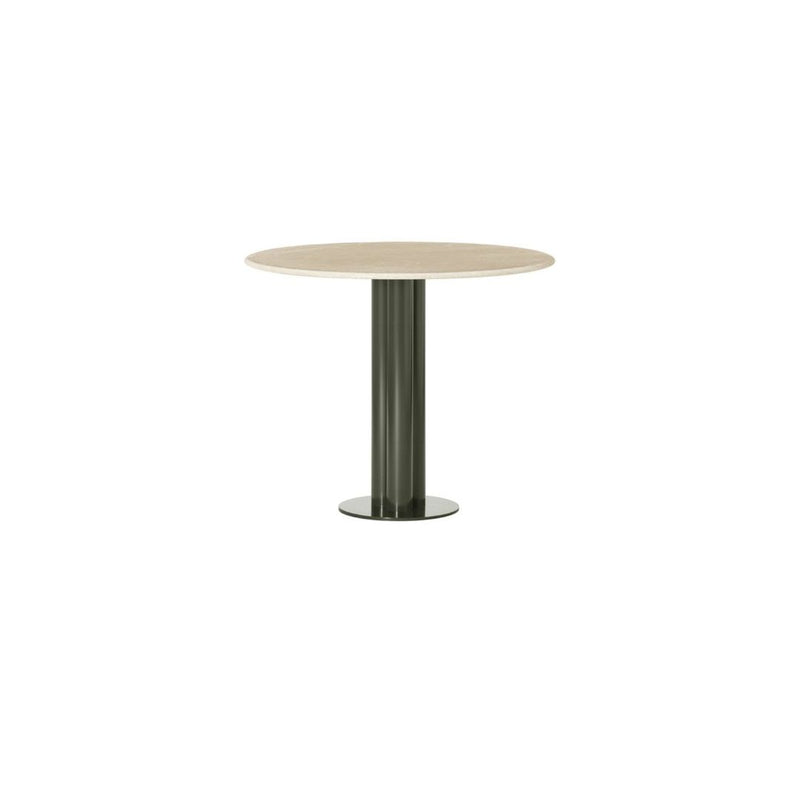 LOUISE ROE Roundabout Café Table Ø60/H74, Beige Moleanos/Green