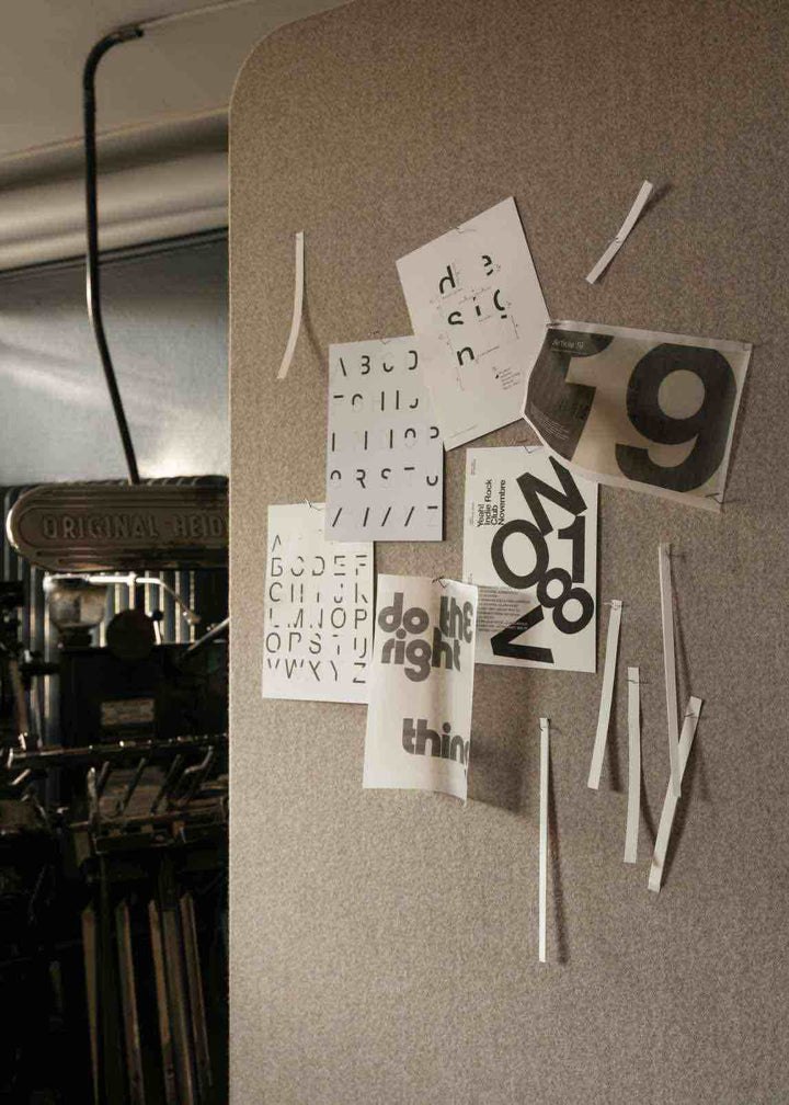 LINTEX Mood Fabric Mobil Skrivetavle 70x196, Beige/Grå